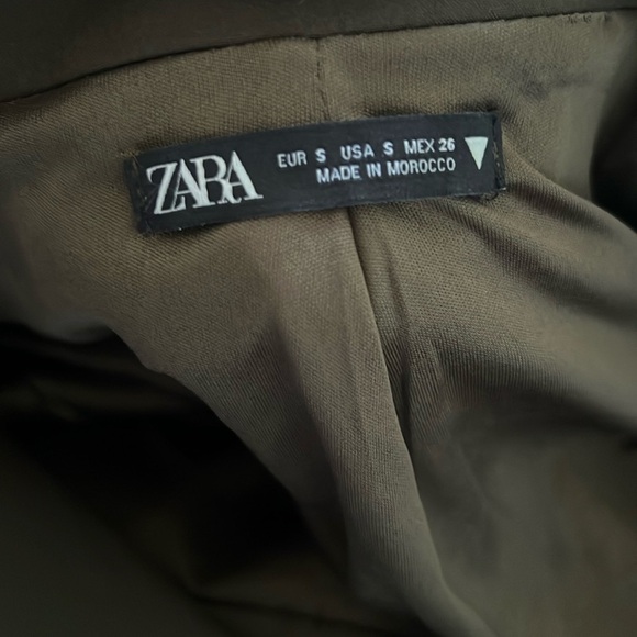 Zara Ruched Blazer Short Dress Dark Brown Shoulder Pads - Picture 6 of 7